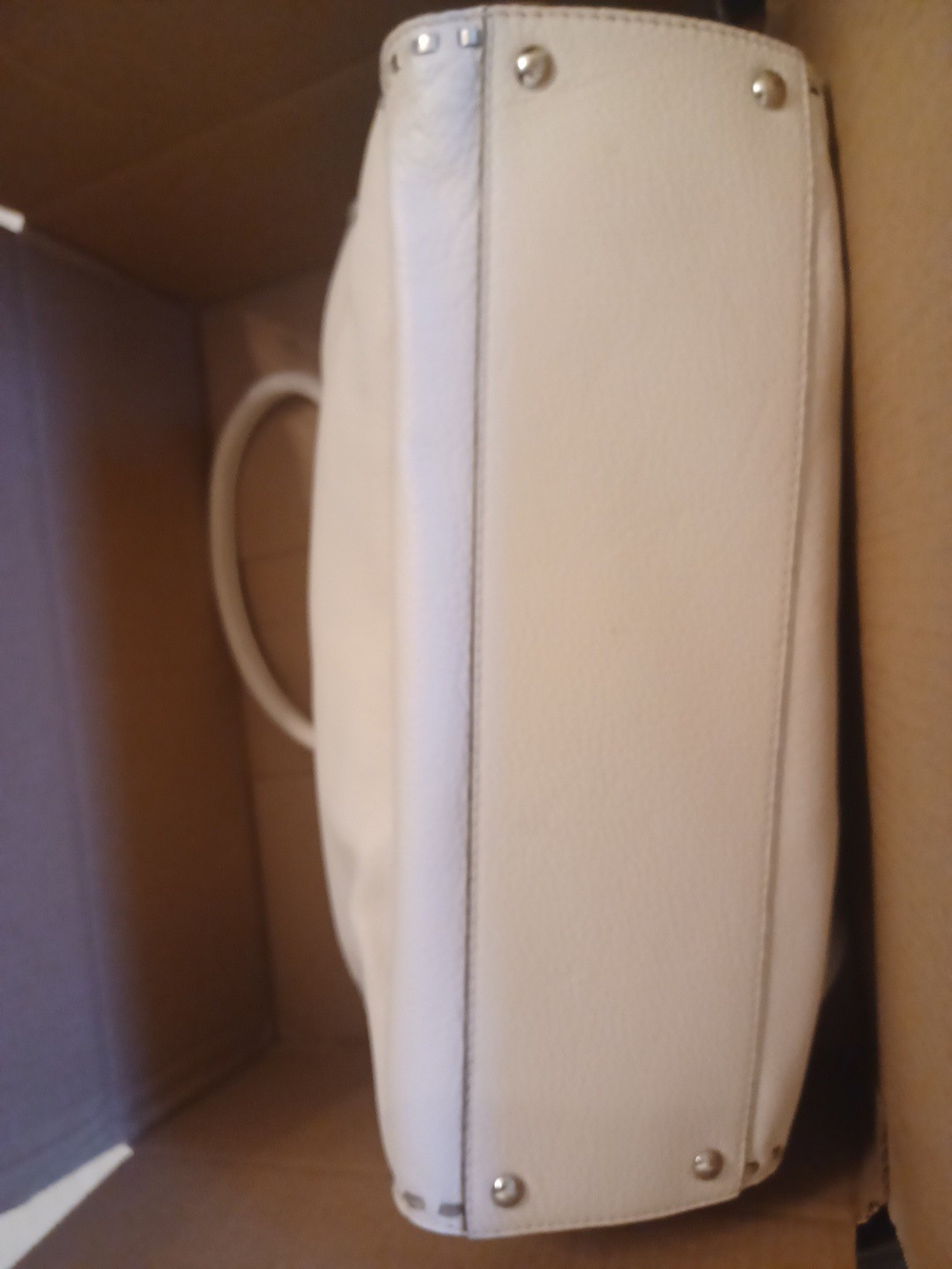 Michael Kors Hamilton Cream Grain Leather Bag with Silver Hardware/Accents - Picture 12 of 12